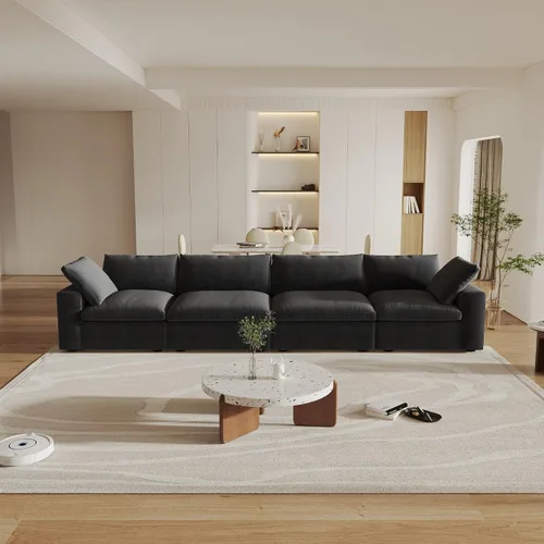 Miniatura 45 de Cloud - Sofá modular convertible de 80.3 pulgadas en forma de L para sala de estar con otomana de almacenamiento, sofás profundos minimalistas