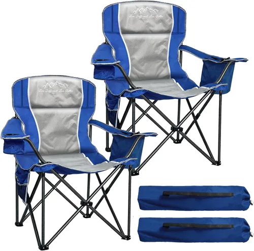 Miniatura 13 de Sillas de campamento para adultos de alta resistencia de 500 libras de capacidad, silla plegable de respaldo alto con marco de acero grueso, silla