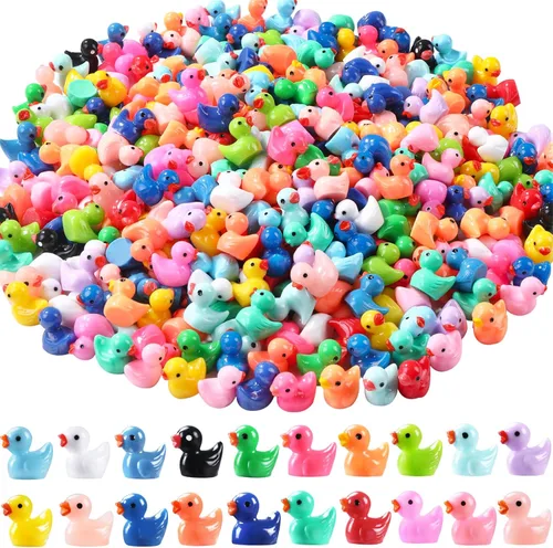 Miniatura 10 de DULEFUN 200 Piezas Patos Pequeños 10 Colores Figuras de Patitos Mini Patos de Resina Patos Pequeños de Plástico en Miniatura a Granel
