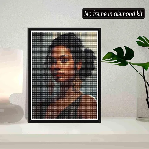 Miniatura 2 de SKRYUIE Kits de pintura de diamantes para mujer africana 5D, kits de arte de diamantes para adultos afroamericanos, taladro redondo completo, punto