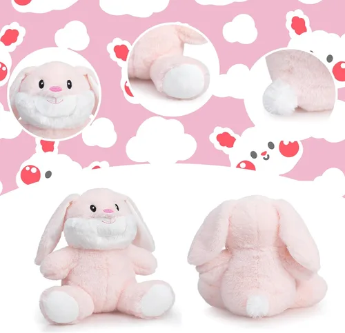 Miniatura 6 de HollyHOME Animal de peluche de conejo, juguetes de peluche de conejo de Pascua, conejo suave y tierno de peluche, regalo de Pascua para niños
