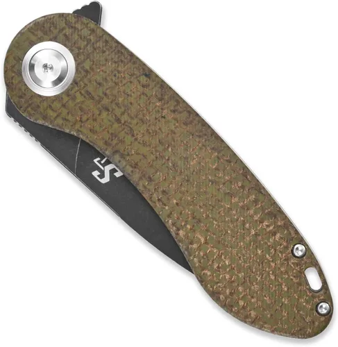 Miniatura 4 de Sitivien ST139 Sandvik 14C28N Cuchillo plegable de hoja de acero, cuchillos de herramientas EDC con mango Micarta para acampar al aire libre, Verde