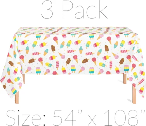 Miniatura 2 de Oojami Sweet Delights Extravaganza - Paquete de 3 manteles de helado multicolor para fiestas, perfectos para fiestas de cumpleaños, picnics