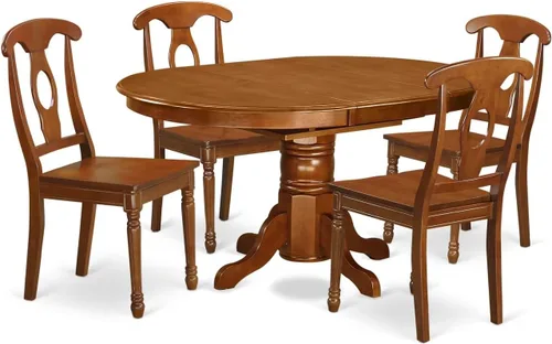 Miniatura 9 de East West Furniture AVNA5-SBR-C - Juego de mesa de comedor de 5 piezas para 4 personas, incluye una mesa de cocina ovalada con hojas de mariposa y 4