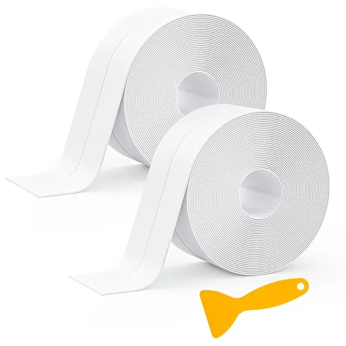 Tira de calafateo autoadhesiva de 1.5 x 10.5 pies para tina, cinta de sellado de calafateo para encimera de cocina, fregadero, baño, inodoro y
