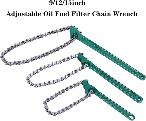 Miniatura 7 de Llave de cadena reversible resistente de 15 pulgadas Herramienta de montaje de tubería de filtro de combustible de aceite ajustable Ajuste