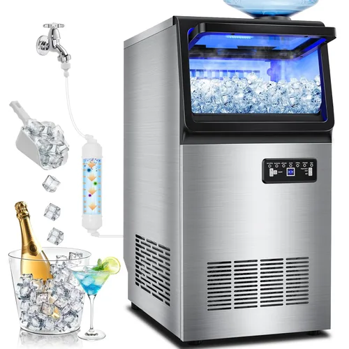 Miniatura 17 de Máquina comercial para hacer hielo en pepitas con contenedor de almacenamiento de 12 libras, 70 libras/24 horas de acero inoxidable debajo