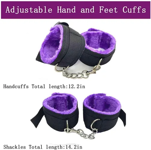Miniatura 5 de Kit sexual de cuello a muñeca y tobillo detrás de la espalda, para parejas debajo de la cama King, correas y restricciones sexys ajustables