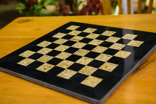 Miniatura 4 de RADICALn Tablero de ajedrez blanco y negro hecho a mano de mármol de 15 pulgadas 2-Blanco y negro