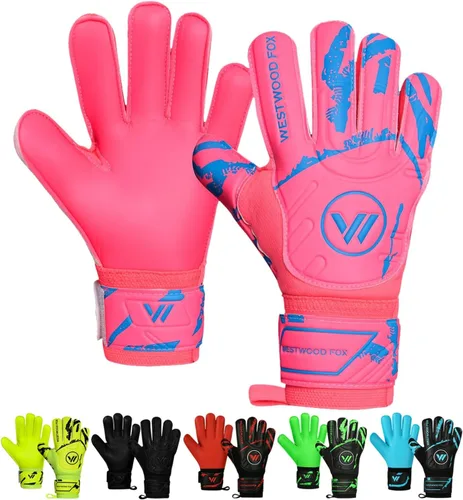 WESTWOOD FOX Guantes de portero Guantes de portero de fútbol con protección para los dedos para niños, jóvenes, adultos, agarre pesado en la palma