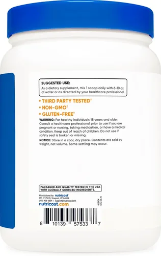 Miniatura 4 de Nutricost Acetil L-carnitina (ALCAR) 17.64 oz - 1000 mg por porción - Polvo de acetil puro L-carnitina