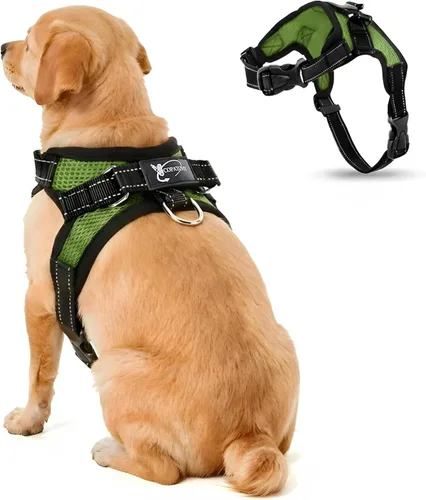 Miniatura 26 de Arnés ajustable reflectante para perro con asa evita tirones, XXS, Negro