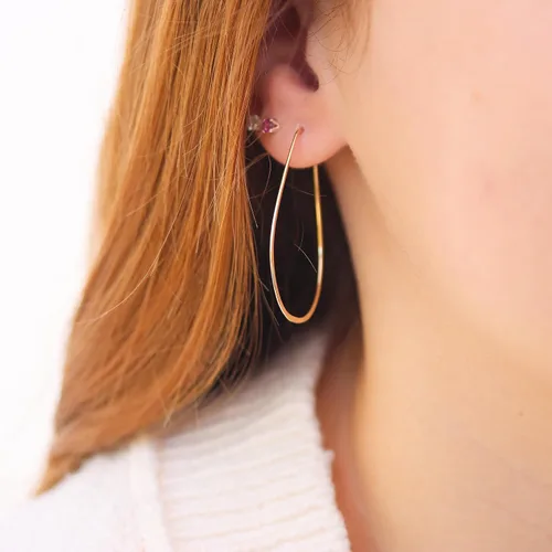 Miniatura 124 de Aretes de aro finos martillados, elegantes plata esterlina geométrica sólida, relleno de oro y relleno de oro rosa; para mujer por Lotus Stone