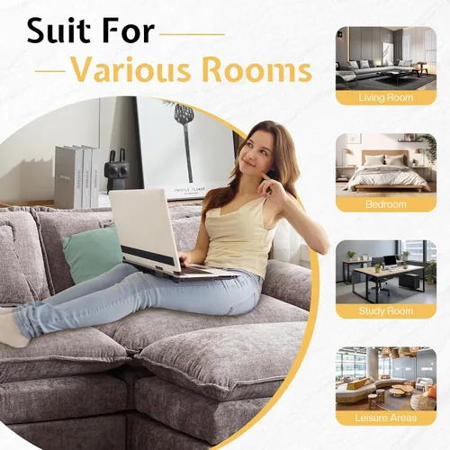 Miniatura 7 de Sofá Seccional, Sofá Modular Cloud con Otomana, Sofás Cama de Asiento Profundo con Almohadas Decorativas, Cómodo Sofá de Dos Plazas de Chenilla