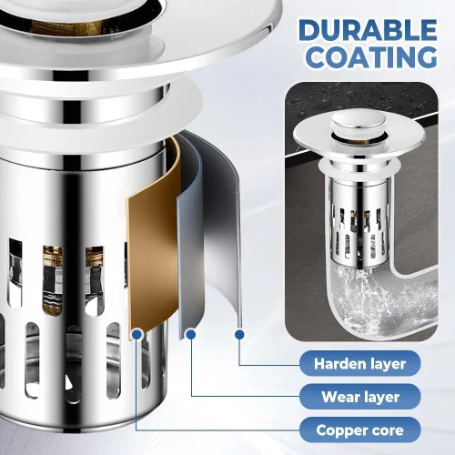 Miniatura 4 de Colador de drenaje 3 en 1 para fregadero de baño, colador de drenaje de fregadero de cocina con atrapador de pelo, filtro de drenaje de piso