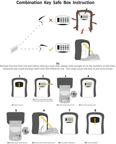 Miniatura 6 de Caja de cerradura de llave, caja de bloqueo de combinación con código para almacenamiento de llaves de casa, casillero combinado de puerta