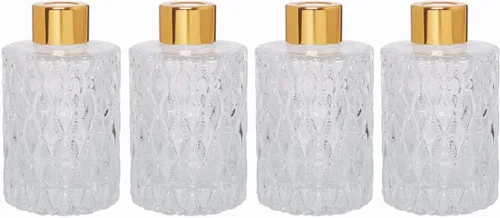 Miniatura 5 de Hosley Juego de 4 botellas difusoras de vidrio cuadradas de 3.25 pulgadas de alto. Ideal para uso con aceites esenciales, difusores de repuesto