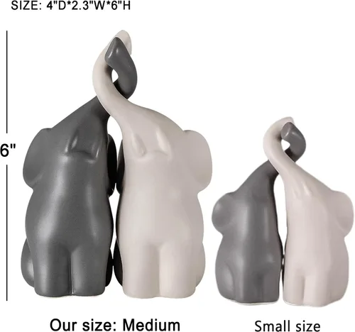 Miniatura 6 de OwMell Juego de 2 figuras de estatua de elefante amoroso, soporte de anillo de elefante de 6 pulgadas, regalos para parejas, decoración de la suerte