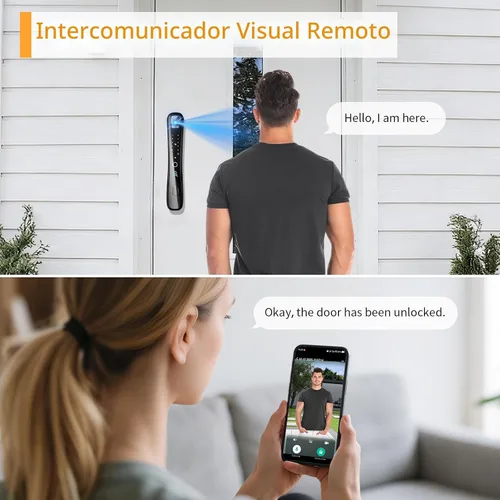 Miniatura 5 de EIYSIE Cerradura inteligente con cámara y timbre de video, cerradura de puerta de entrada sin llave 8 en 1 con teclado, cerrojo inteligente
