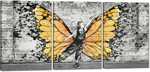 Miniatura 32 de 3 paneles divertidos de Banksy Graffiti Street Wall Art Cuadros de graffiti, autobús, metro, obras de arte modernas para decoración de pared