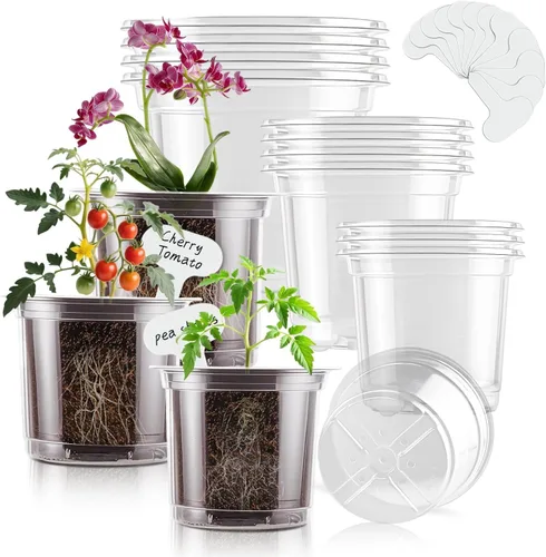 Miniatura 14 de SupKing Macetas transparentes de 4 pulgadas para vivero, 8 paquetes de plástico duradero, macetas pequeñas de orquídeas con agujeros de drenaje
