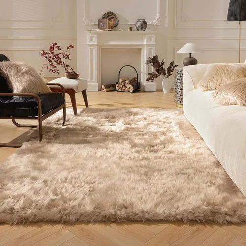 Miniatura 16 de Ashler Home Deco - Tapete de pelo sintético de oveja, mullido, suave, de 2 x 3 pies, lavable a máquina, dormitorio, habitación de los niños, sala