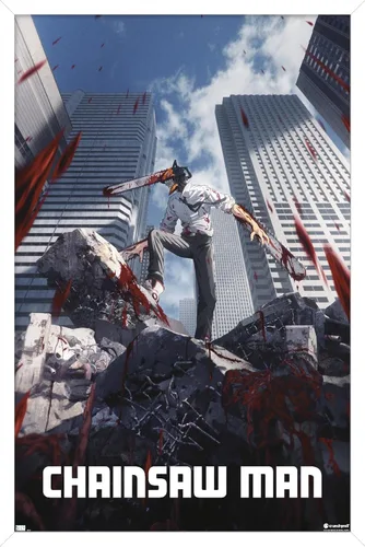Miniatura 15 de Chainsaw Man - Póster de pared de arte clave, 22.4 pulgadas de largo x 14.7 pulgadas de ancho, versión enmarcada de madera de granero