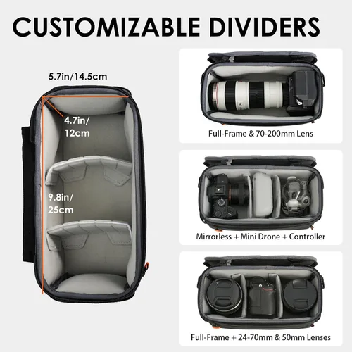 Miniatura 2 de TARION - Bolsa acolchada para cámara con marco protector DSLR interior organizador Se adapta a 1 cámara y 2 lentes: tapa extraíble compatible