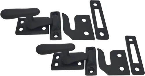 Miniatura 5 de QCAA Cerradura de ventana abatible de latón macizo, pequeño, negro mate, paquete de 2 Mate negro