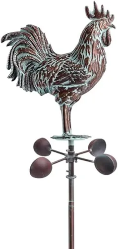 Miniatura 9 de Molinillo de viento grande de 79 pulgadas para exteriores, arte de metal para gallina, esculturas de viento cinético 3D y decoración de hilanderos