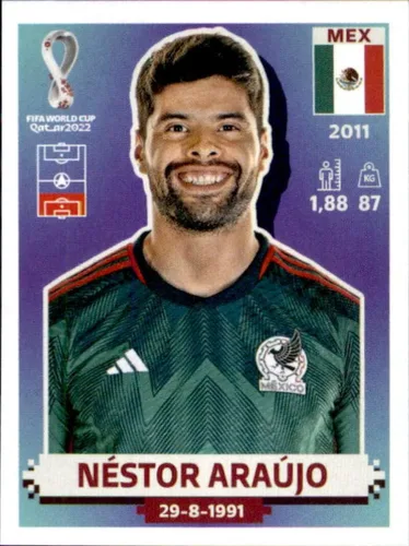 Pegatinas de Panini 2022: Road to FIFA World Cup Qatar 2022#MEX5 Nestor Araujo México Adhesivo de fútbol