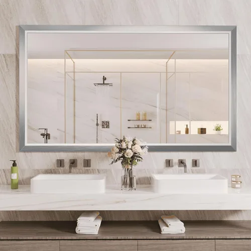 Miniatura 92 de Amorho Espejo de Baño Negro, Espejos de Pared de 24x30 Pulgadas con Marco de Metal Grueso para Sobre el Fregadero, Dormitorio, Sala de Estar