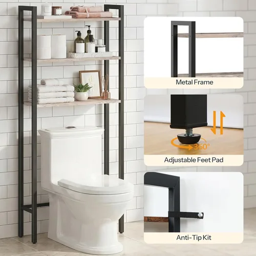 Miniatura 6 de HOOBRO - Estante de almacenamiento sobre el inodoro, organizador de baño de 3 niveles sobre el inodoro, estantes de almacenamiento de baño