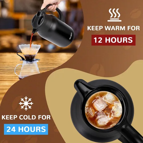 Miniatura 5 de Jarra de café de 68 onzas para mantener el calor, bebidas calientes de 12 horas y bebidas frías las 24 horas, olla aislada de acero inoxidable