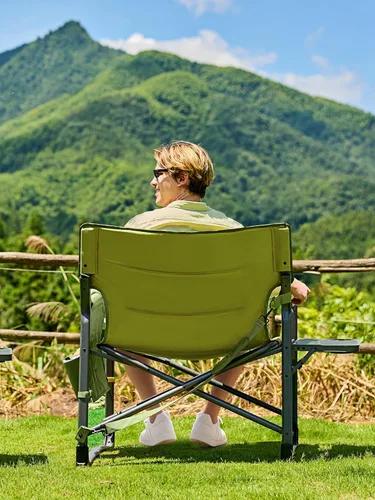 Miniatura 9 de Timber Ridge Sillas de director XXL mejoradas de gran tamaño con mesa auxiliar plegable, bolsillo lateral desmontable, silla de campamento plegable