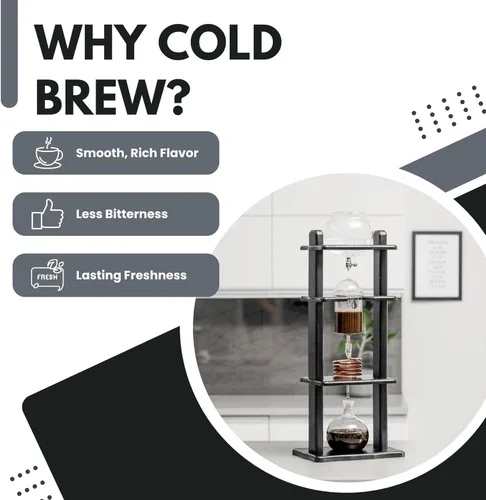 Miniatura 6 de Cafetera de goteo frío, torre de café de infusión fría, cafetera japonesa de goteo lento, 32 onzas, goteo de preparación fría, torre de café helado