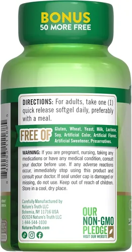 Miniatura 7 de Nature's Truth Vitamina D3 5000 UI (125 mcg) 300 cápsulas blandas Vitamina D de alta potencia Suplemento sin OMG y sin gluten