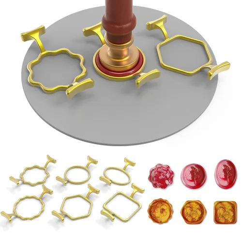 Miniatura 10 de Kit de Sello de Cera Yelsky para Sello de Cera Grande de 1.3 Pulgadas, 2 Moldes de Metal con Flores Redondas, para Envoltorios de Regalo, Sobres