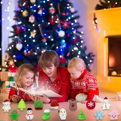 Miniatura 6 de Anditoy 100 piezas de juguetes esponjosos de Navidad Mochi Squishy de Navidad, juguetes esponjosos de Navidad para niños, niñas, niños pequeños