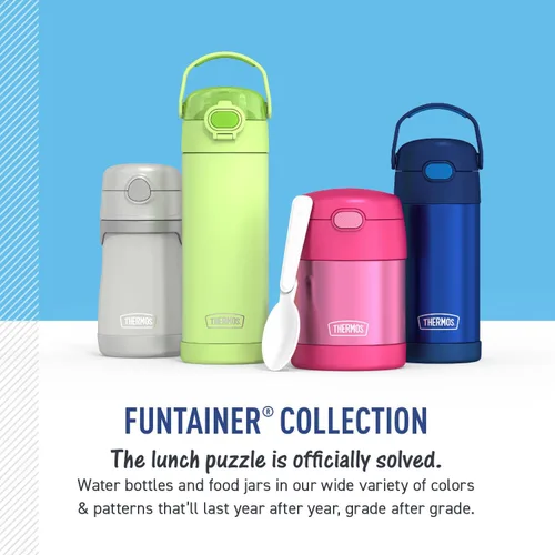 Miniatura 6 de Thermos Bebé 10 oz. Botella de acero inoxidable con popote emergente, coches