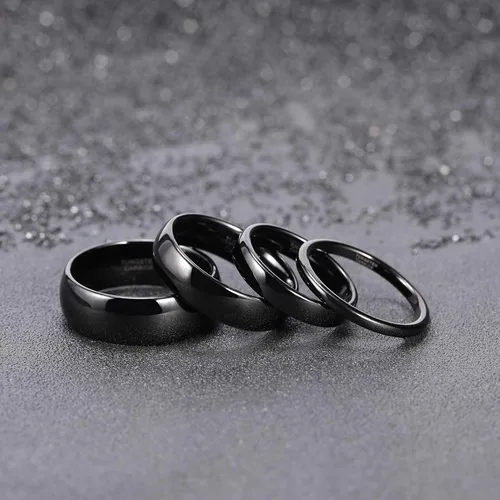 Miniatura 4 de TRUMIUM - Anillo de matrimonio de tungsteno negro para hombres y mujeres, ancho de 564, 532, 1564 y 516 pulgadas (2 mm 4 mm 6 mm 8 mm), abovedado