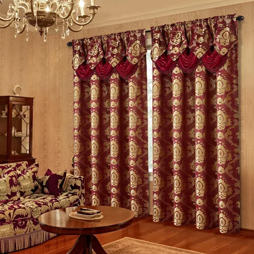 Miniatura 7 de HOMEIDEAS Cortinas de jacquard con diseño paisley burdeos, cortinas de ventana victorianas de lujo, juego de 2 paneles con cenefa adjunta y forro