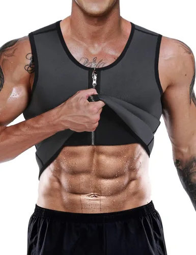 Chaleco de sauna para hombre, entrenador de cintura, moldeador de cuerpo, neopreno caliente, deporte, fitness, gimnasio, entrenamiento, camiseta sin