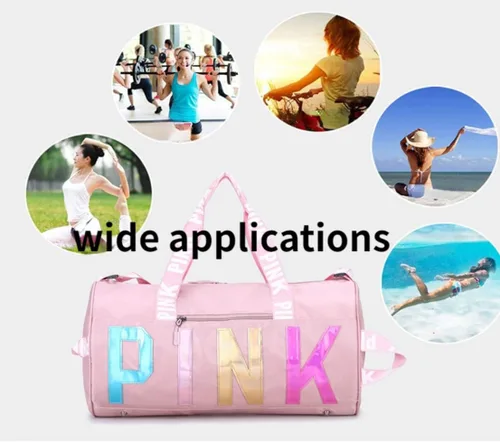 Miniatura 2 de GUMII Bolsa deportiva grande para mujer, bolsa de lona rosa, bolsa de gimnasio, bolsa de viaje, bolsa de entrenamiento, bonita bolsa