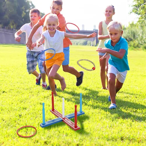 Miniatura 5 de Win SPORTS Juego de lanzamiento de anillos de madera, divertido juego de carnaval para interiores y exteriores, para niños y adultos, incluye 16