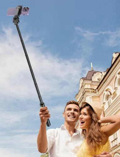 Miniatura 9 de Trípode de teléfono de 75 pulgadas, palo selfie con control remoto y soporte para teléfono, trípode extensible para iPhone, trípode de aluminio