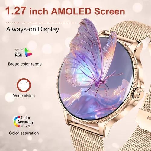 Miniatura 2 de Smart Watches for Women (Answer/Make Calls),1.27" AMOLED Smartwatch with Heart Rate/Sleep Monitor,120+ Sport Modes Fitness Tracker with Bluetooth