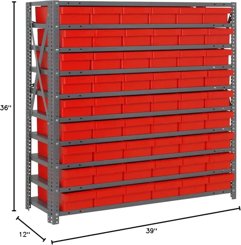Miniatura 71 de Quantum QSBU-245BK Heavy Duty Shelving Unit with (7) Shelves and (24) QUS245 Black Bins for Garage Warehouse Storage Distribution 400 lb Load