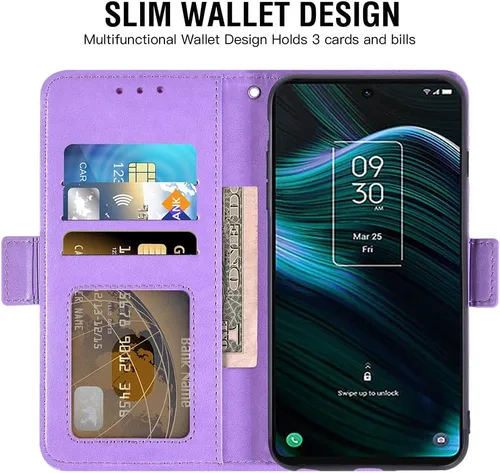 Miniatura 2 de Asuwish Funda para teléfono TCL Stylus 5G 2022 con protector de pantalla de vidrio templado y soporte de cuero para tarjetas de crédito, accesorios