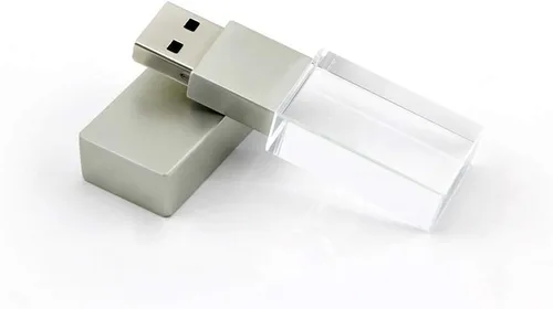 Miniatura 2 de Unidad flash USB 2.0 de 32 GB, luz LED de cristal azul, transparente, lápiz transparente, pulgar, mini Memory Stick para niños, niñas, mujeres